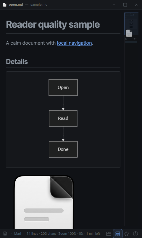 Reader narrow dark